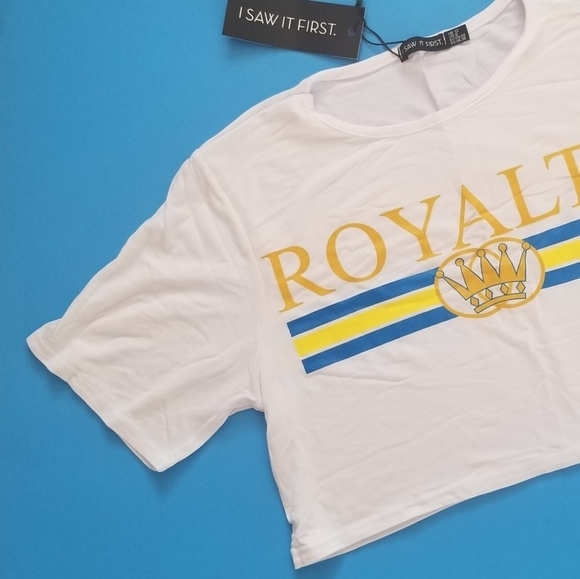 I Saw It First "Royalty" Boxy Crop Top White US Size 8 UK 12. - Picture 2 of 5